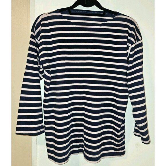 SAINT JAMES Striped 3/4 Sleeve Women’s Shirt - Blue Powder Pink Stripes Sz MED - Picture 1 of 9